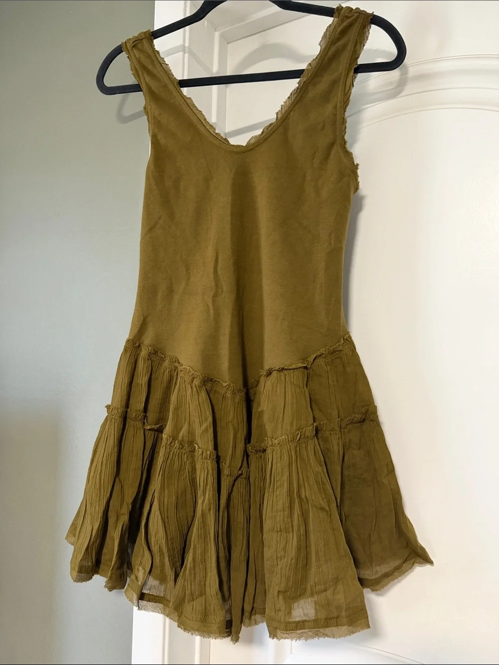 Free People Izi Drop-Waist Mini Dress in Fir Green